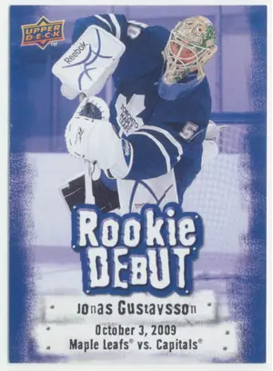 2009-10 UPPER DECK - JONAS GUSTAVSSON #RD5 ROOKIE DEBUT