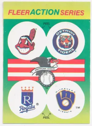 1990 Fleer - Cleveland Indians/Detroit Tigers/Kansas City Royals/Milwaukee Brewers #CDKM Team Stickers Inserts⚠️