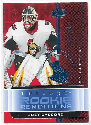 2019-20 Trilogy Rookie Renditions Blue #RR-29 Joey Daccord (341/399)