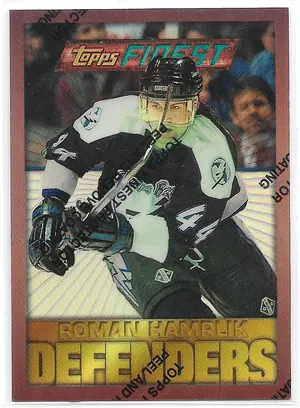 1995-96 Finest Refractors #93 Roman Hamrlik (Bronze, Defenders)