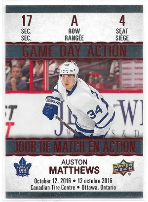 2017-18 Tim Hortons Game Day Action #GDA-4 Auston Matthews