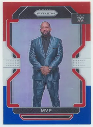 2022 Prizm WWE - MVP #134 Red White & Blue Prizm Parallel