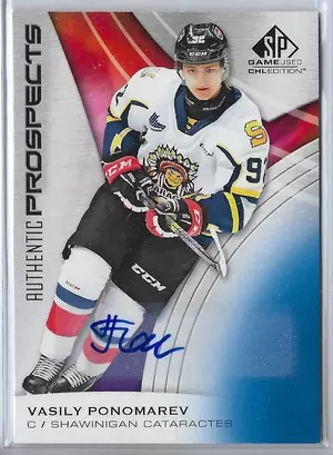 2019-20 SP Game Used CHL (Authentic Prospects) Blue Autographs #68 Vasily Ponomarev *