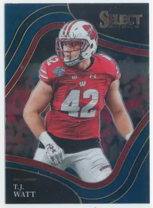 2022 Panini Select Draft Picks - T.J. Watt #132 Field Level Blue Parallel