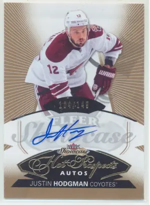 2014-15 FLEER SHOWCASE - JUSTIN HODGMAN #126 HOT PROSPECTS 104/149