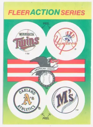 1990 Fleer - Minnesota Twins/New York Yankees/Oakland Athletics/Seattle Mariners #MNOS Team Stickers Inserts