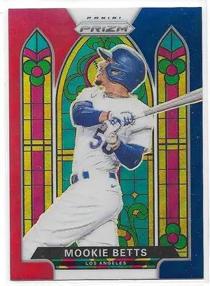 2021 Prizm Stained Glass Red, White & Blue Prizm #SG-2 Mookie Betts
