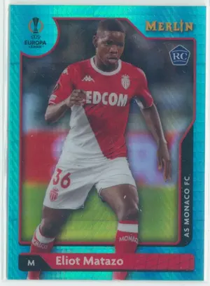 2021-22 Topps Merlin Collection Chrome UCL - Eliot Matazo #31 Rookie Aqua Prism Refractor Parallel