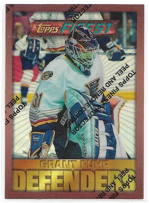 1995-96 Finest Refractors #113 Grant Fuhr (Bronze, Defenders)