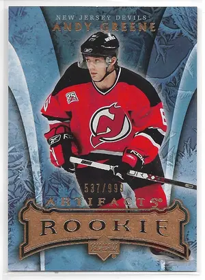 2007-08 Artifacts #159 Andy Greene RC (537/999)