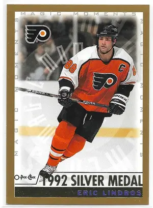 1999-00 O-Pee-Chee #282 Eric Lindros (Magic Moments - 1992 Silver Medal)