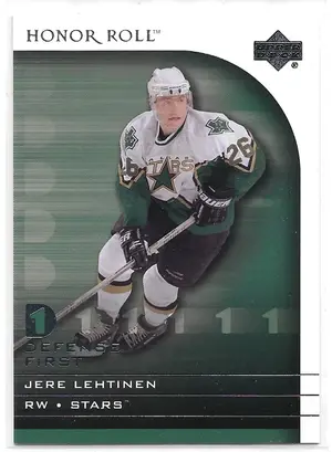 2001-02 Honor Roll Defense First #DF2 Jere Lehtinen