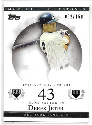 2007 Topps Moments & Milestones #82 Derek Jeter (002/150 = Jersey # Match)