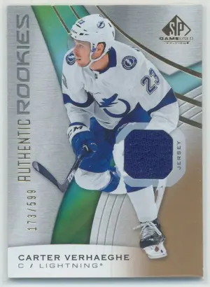 2019-20 SP GAME USED - CARTER VERHAEGHE #135 JERSEY GOLD 173/599