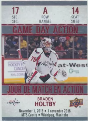 2017-18 TIM HORTONS - BRADEN HOLTBY #GDA-14 GAME DAY ACTION