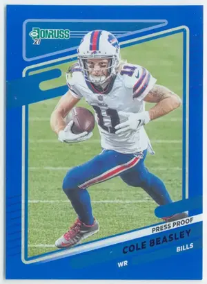 2021 Donruss - Cole Beasley #230 Press Proof Blue Parallel