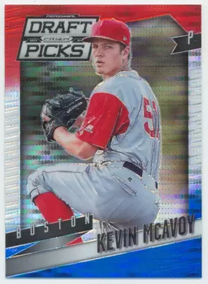 2014 Panini Prizm Perennial Draft Picks - Kevin McAvoy #42 Red White & Blue Pulsar Prizm Parallel