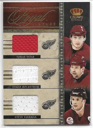 2011-12 Crown Royale Royal Lineage Materials #12 Tomas Tatar, Tomas Holmstrom & Steve Yzerman