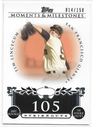 2008 Topps Moments & Milestones #2008 Topps Moments & Milestones #74 Tim Lincecum (014/150)