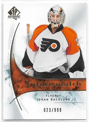 2009-10 SP Authentic #195 Johan Backlund RC (Future Watch) (023/999)