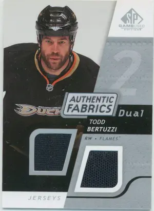 2008-09 SP GAME USED - TODD BERTUZZI #AF-BZ AUTHENTIC FABRICS DUAL