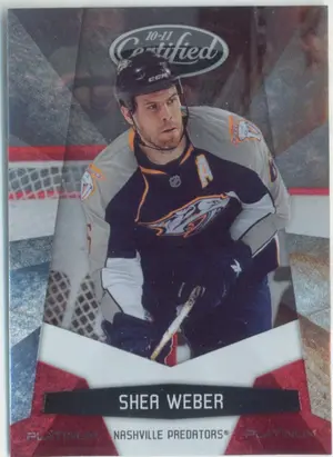 2010-11 CERTIFIED - SHEA WEBER #82 PLATINUM RED 63/999