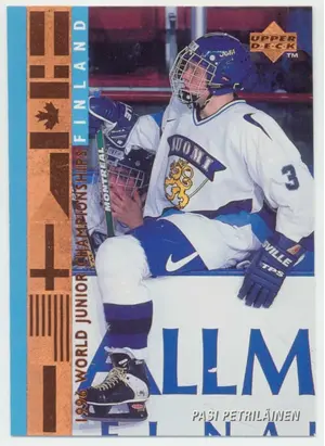 1995-96 UPPER DECK - PASI PETRILAINEN #550 WORLD JUNIOR CHAMPIONSHIPS RC
