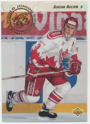 1993-94 UPPER DECK - ADRIAN AUCOIN #251 WORLD JUNIOR CHAMPIONSHIP RC