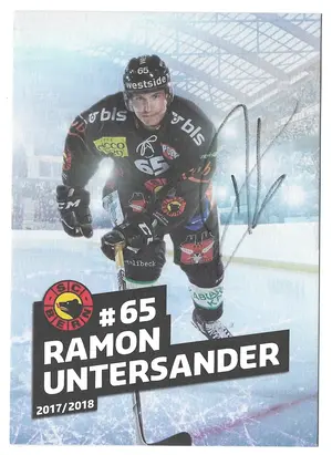 2017-18 SC Bern Photocards #65 Ramon Untersander (Signed)