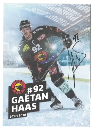 2017-18 SC Bern Photocards #92 Gaetan Haas (Signed)