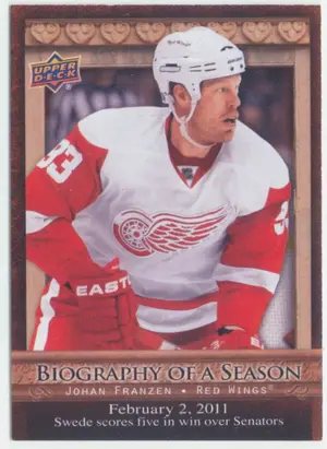 2010-11 UPPER DECK BIOGRAPHY OF A SEASON - JOHAN FRANZEN #BOS25⚠️