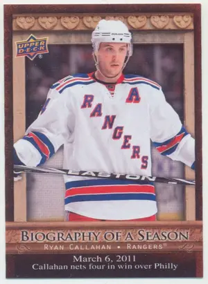 2010-11 UPPER DECK BIOGRAPHY OF A SEASON - RYAN CALLAHAN #BOS27⚠️