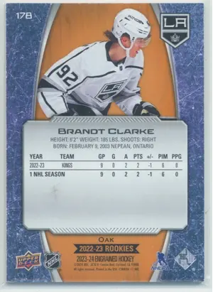 2023-24 Upper Deck Engrained Brandt Clarke Rookie Oak #178 9/299