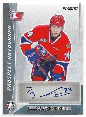 2016-17 ITG Heroes & Prospects Autographs Platinum #PA-TS1 Ty Smith
