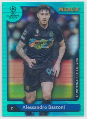 2021-22 Topps Merlin Collection Chrome UCL - Alessandro Bastoni #64 Aqua Prism Refractor Parallel