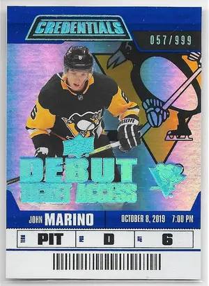 2019-20 Credentials #68 John Marino RC (Debut Ticket Access) (057/999)