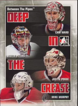 2010-11 BETWEEN THE PIPES - CAM WARD/JUSTIN PETERS/JUSTIN POGGE/MIKE MURPHY #DC-06 DEEP IN THE CREASE