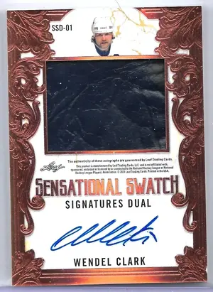 2020-21 Superlative Collection Sensational Swatch Signatures Dual Bronze #SSD-01 Doug Gilmour & Wendel Clark (8/12)