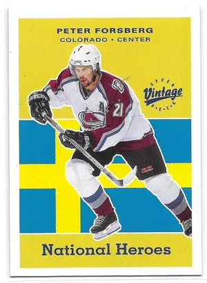 2000-01 UD Vintage National Heroes #NH9 Peter Forsberg