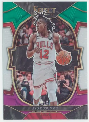 2022-23 Panini Select - Ayo Dosunmu #21 Concourse Green White Purple Prizm Parallel