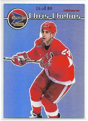 1999-00 Prism Holographic Blue #49 Chris Chelios (26/80)