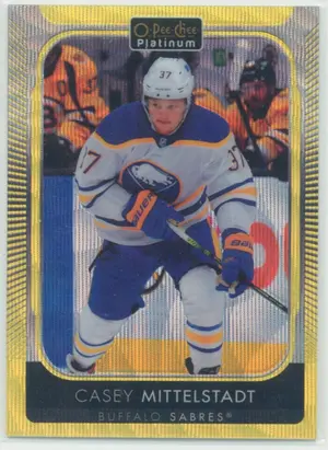 2021-22 O-PEE-CHEE PLATINUM - CASEY MITTELSTADT #65 NEON YELLOW SURGE