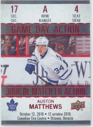 2017-18 TIM HORTONS - AUSTON MATTHEWS #GDA-4 GAME DAY ACTION