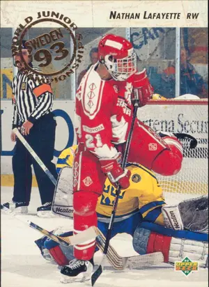 1992-93 UPPER DECK - NATHAN LAFAYETTE #588 WORLD JUNIOR CHAMPIONSHIPS RC