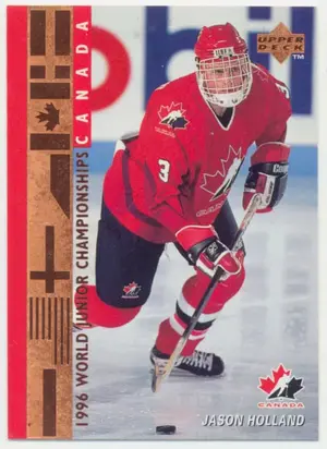 1995-96 UPPER DECK - JASON HOLLAND #537 WORLD JUNIOR CHAMPIONSHIPS RC