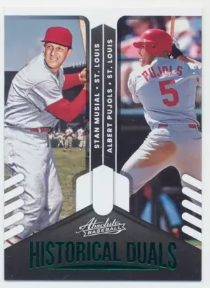 2021 Panini Absolute Retail - Stan Musial/Albert Pujols #HD-SA Historical Duals Green Parallel