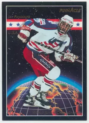 1993-94 PINNACLE (USA) - JAY PANDOLFO #497 WORLD JUNIORS CHAMPIONSHIPS RC