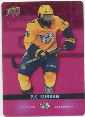 2019-20 TIM HORTONS - P.K. SUBBAN #DC-24 RED DIE CUTS