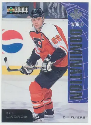 1997-98 COLLECTOR'S CHOICE - ERIC LINDROS #W7 WORLD DOMINATION