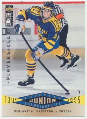1995-96 COLLECTOR'S CHOICE - PER-ANTON LUNDSTROM #346 EUROPEAN JUNIOR CHAMPIONSHIPS PLAYER'S CLUB